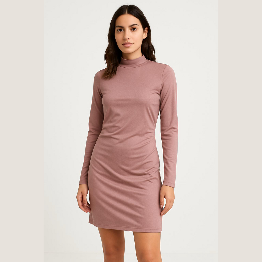Nordstrom Glamorous Blush Long Sleeve Mock Neck Dress